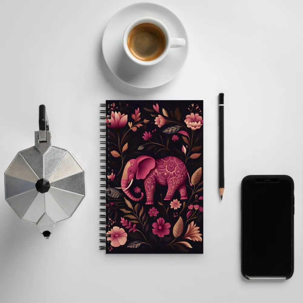 Elegance in Bloom: The Enchanted Elephant | Spiral Notebook