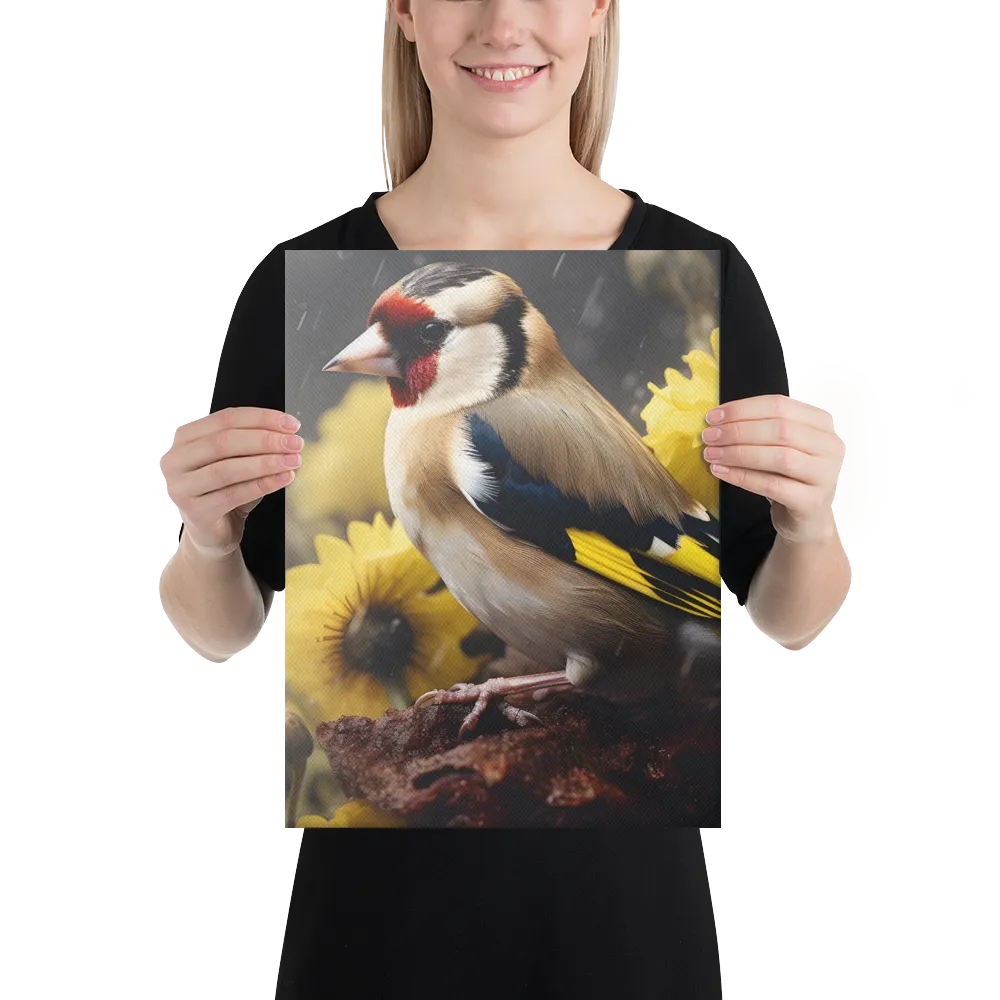 Harmony in Nature: A Goldfinch Amidst Blooms