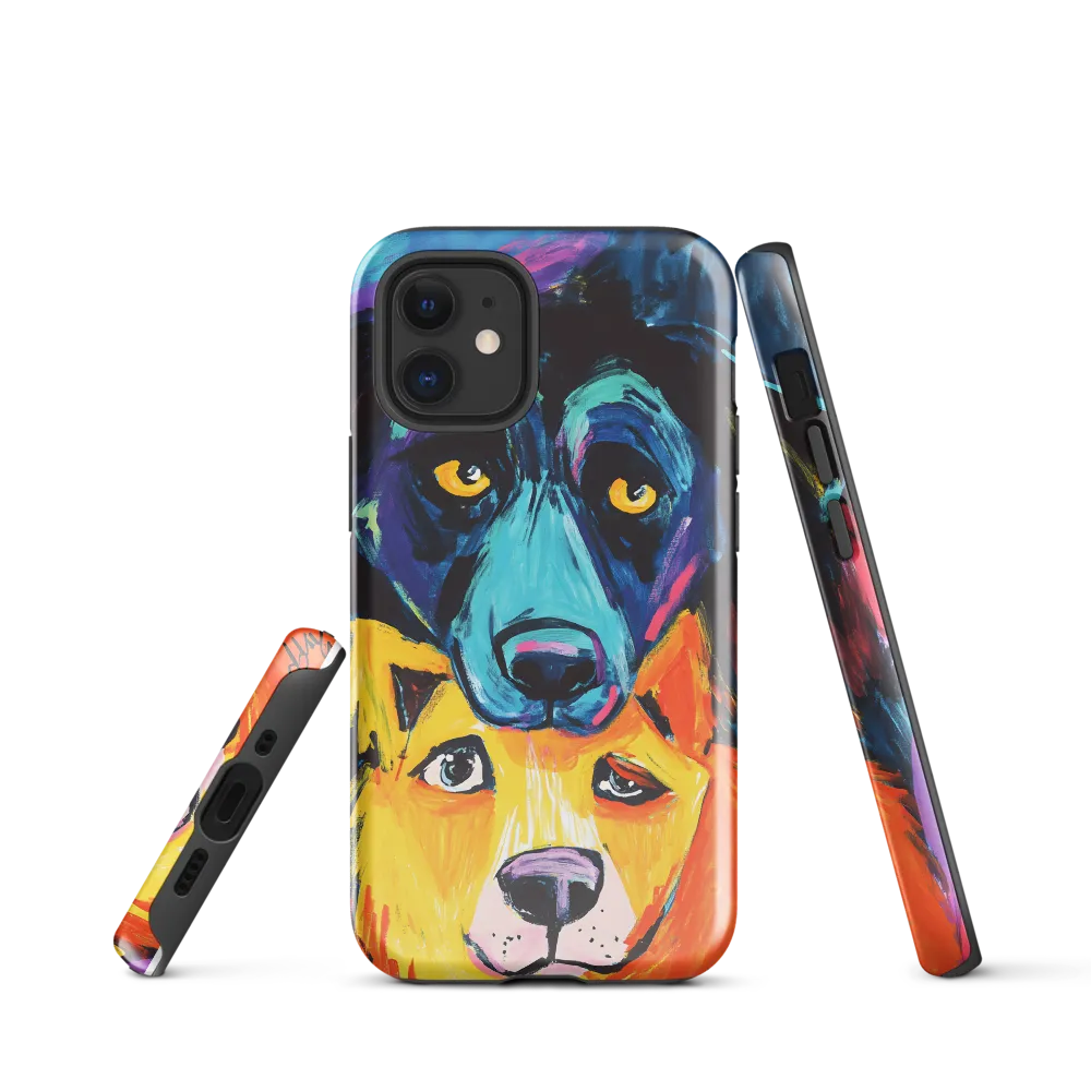 Vibrant Companions: An Expression of Canine Spirit | Phone Case |  12 mini | Tough Case | Glossy