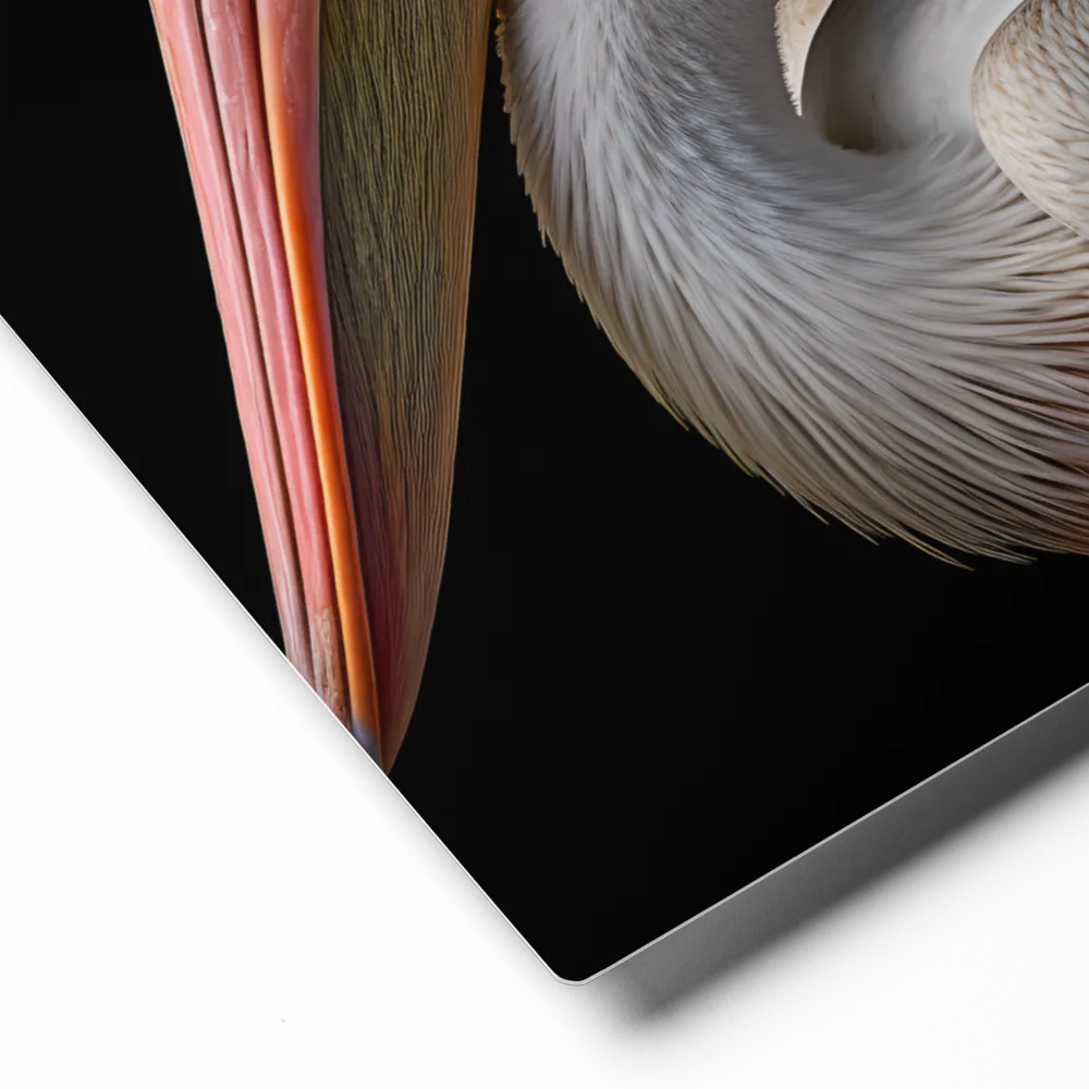 Elegance in White: The Pelican | Metal Print | 8″×10″