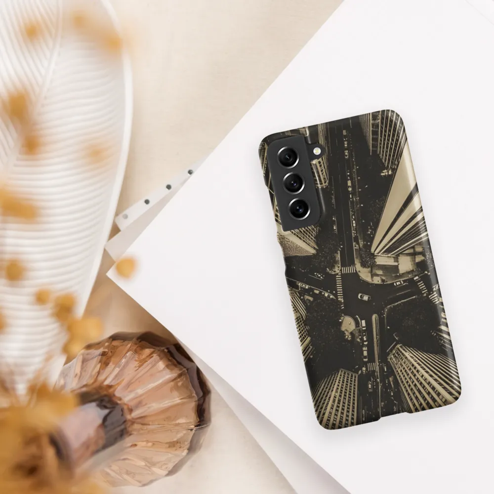 Urban Symphony: Aerial Perspective of City Life | Phone Case |  S21 FE | Snap Case | Matte