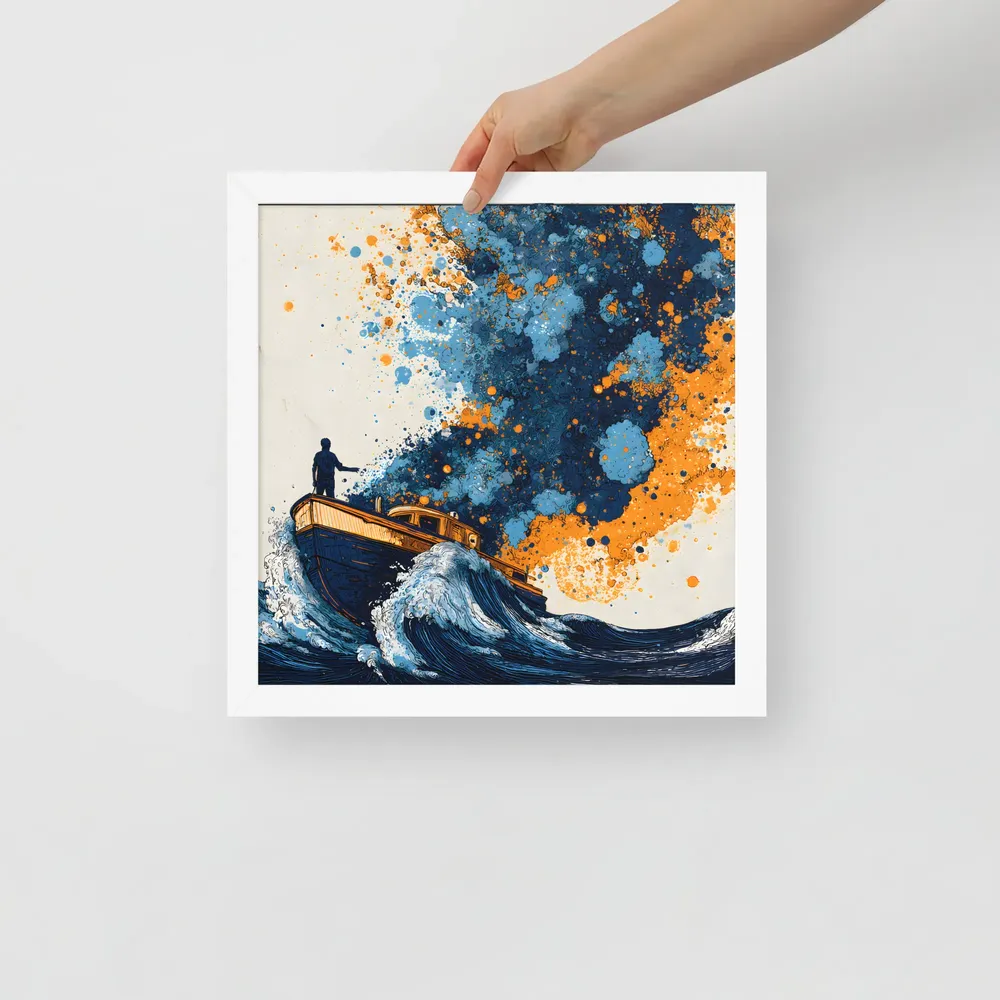 Paintstorm at Sea 
 Poster with White Frame | 14″x 14″