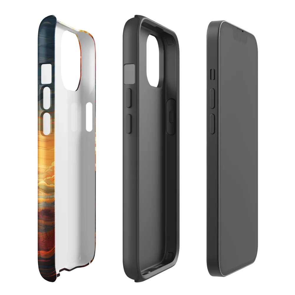 Ethereal Sunset: A Serene Landscape in Flowing Forms | Phone Case |  14 | Tough Case | Glossy