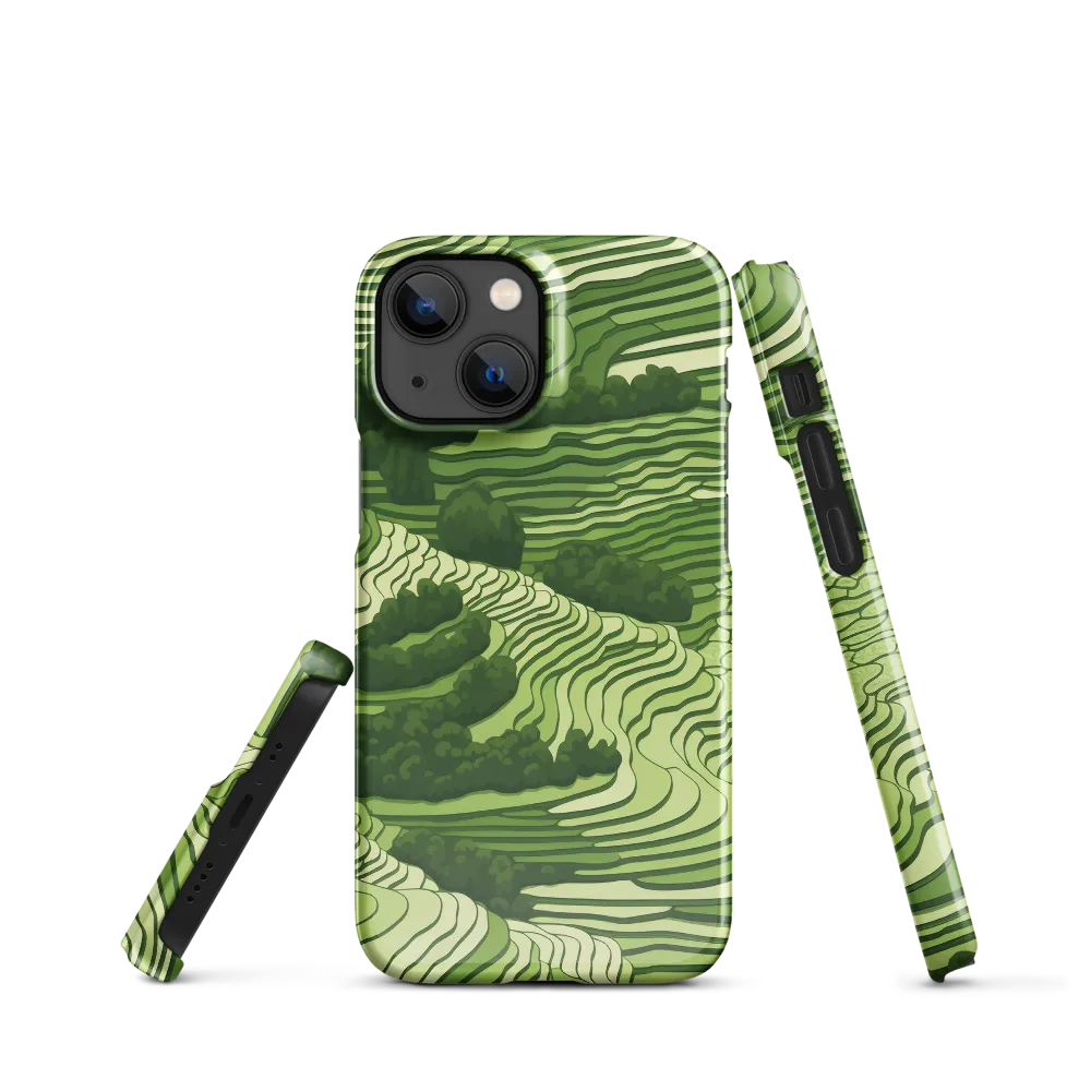 Waves of Green: An Abstract Landscape | Phone Case |  13 Mini | Snap Case | Glossy