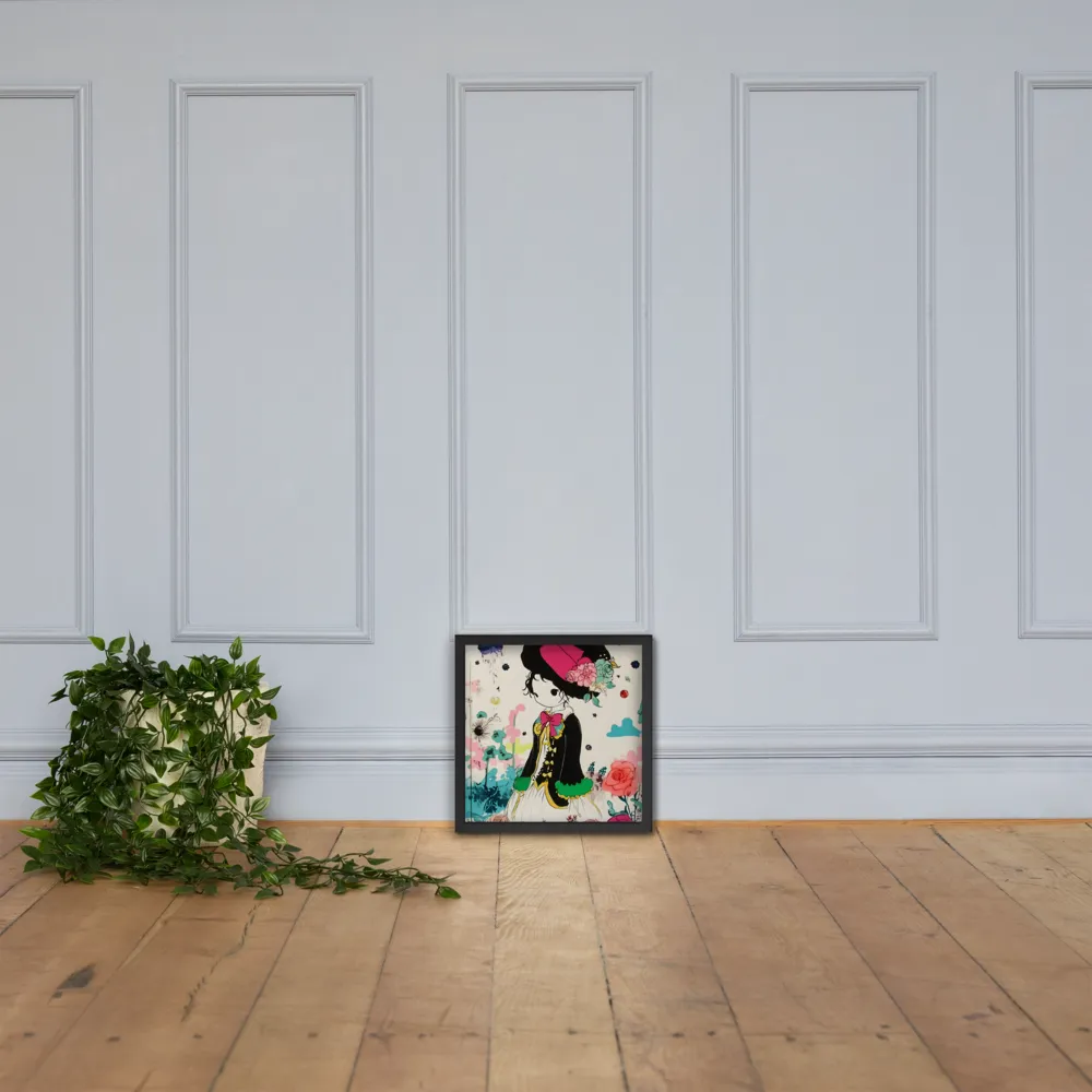 Whimsical Garden Reverie | Poster with Black Frame | 14″×14″