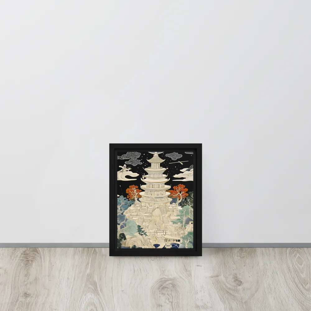 Whispers of the Pagoda | Canvas with Black Frame | 8″×10″