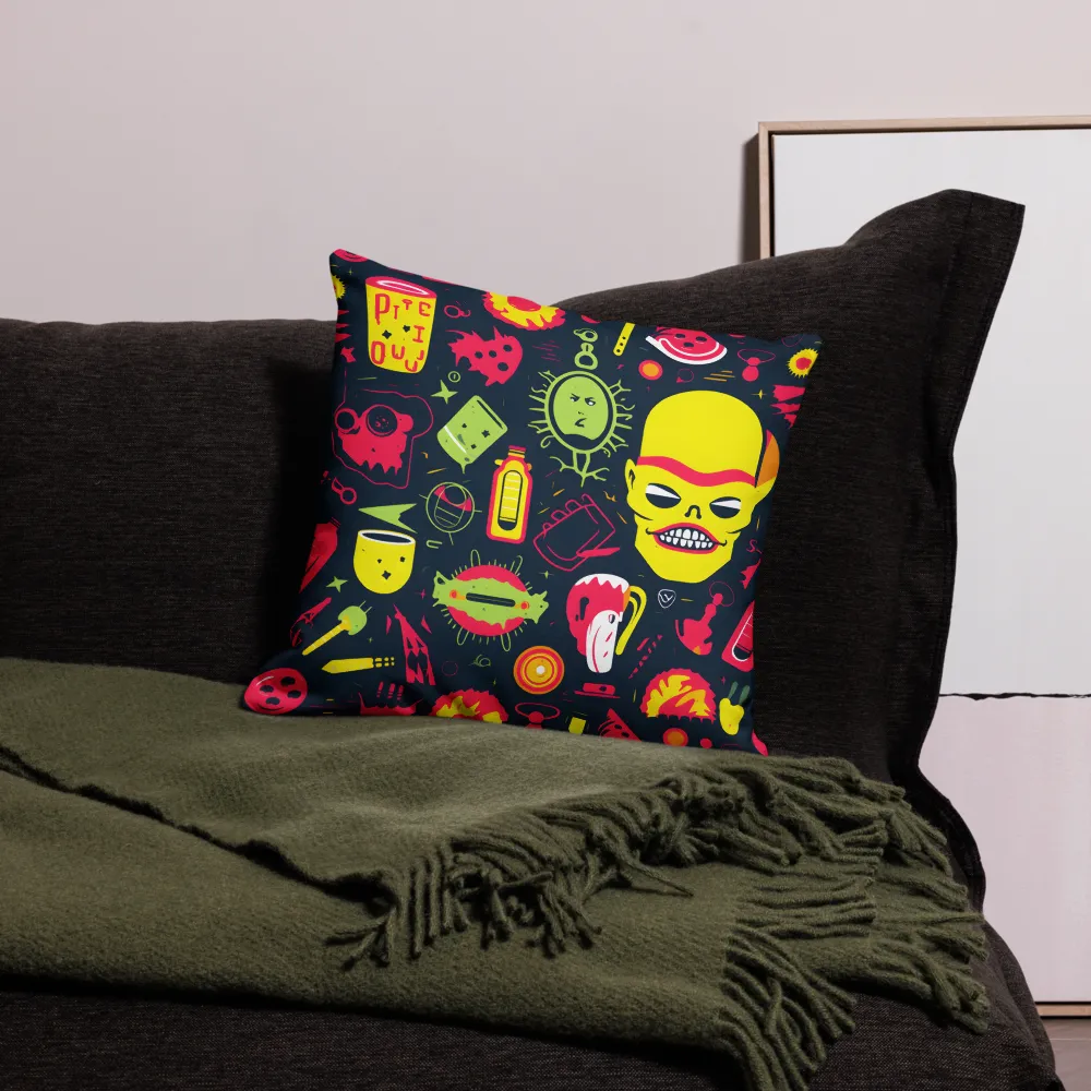 Neon Revelry: A Quirky Exploration of Modern Pop Art | Pillow | 18″×18″