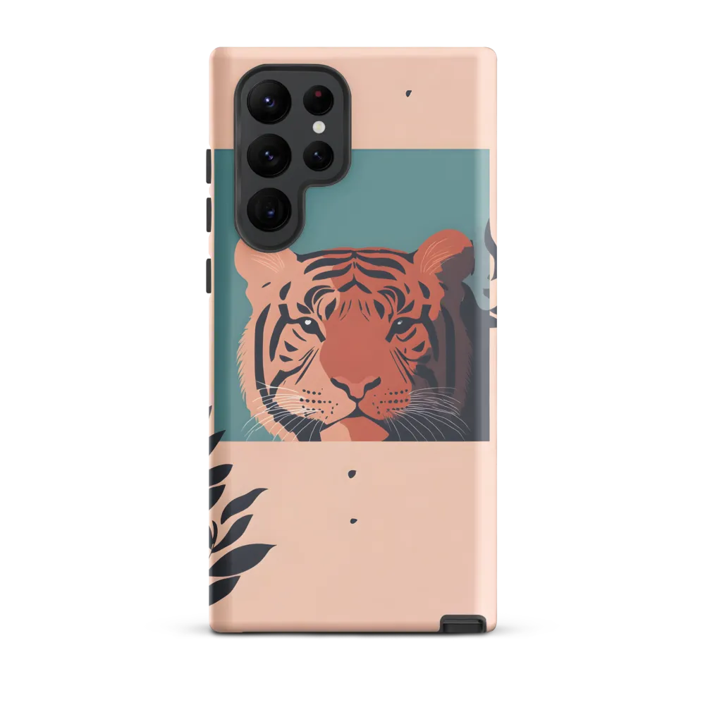 Framed Tiger in Peach and Teal