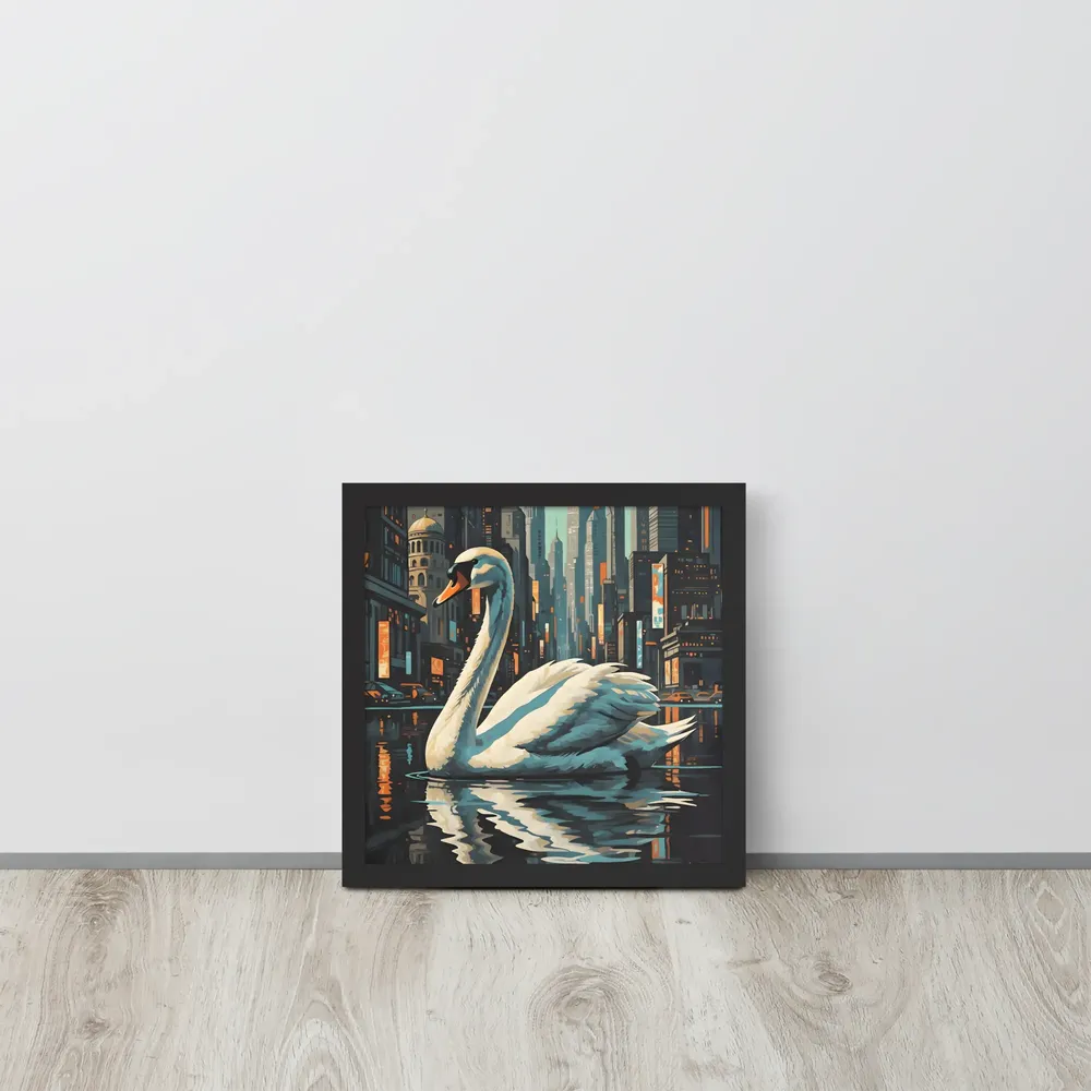 Urban Swan 
 Poster with Black Frame | 12″x 12″