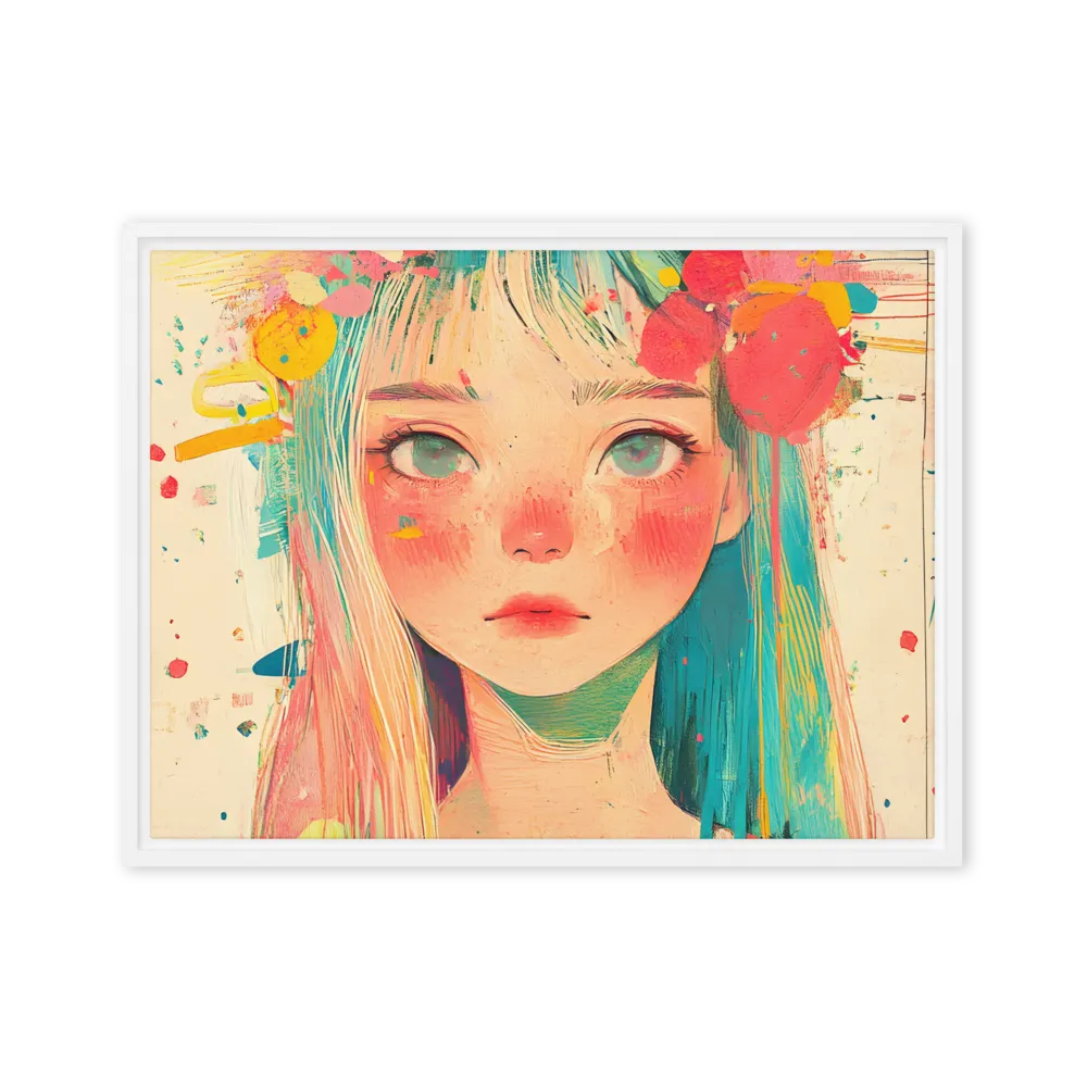 Whimsical Blossom | Canvas with White Frame | 18″×24″