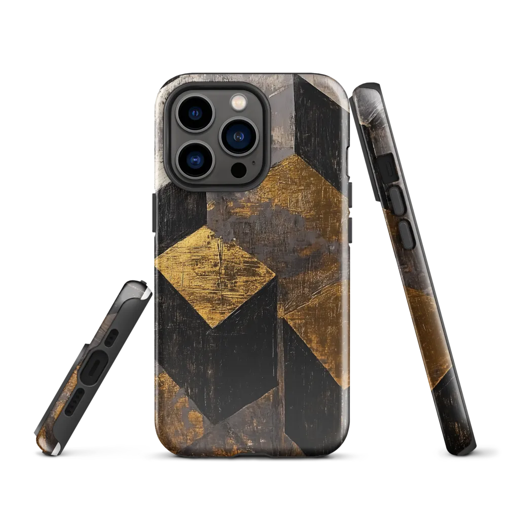 Geometric Harmony in Gold and Black | Phone Case |  13 Pro | Tough Case | Glossy