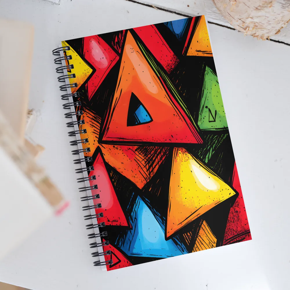 Vibrant Triangles in Abstract Harmony | Spiral Notebook