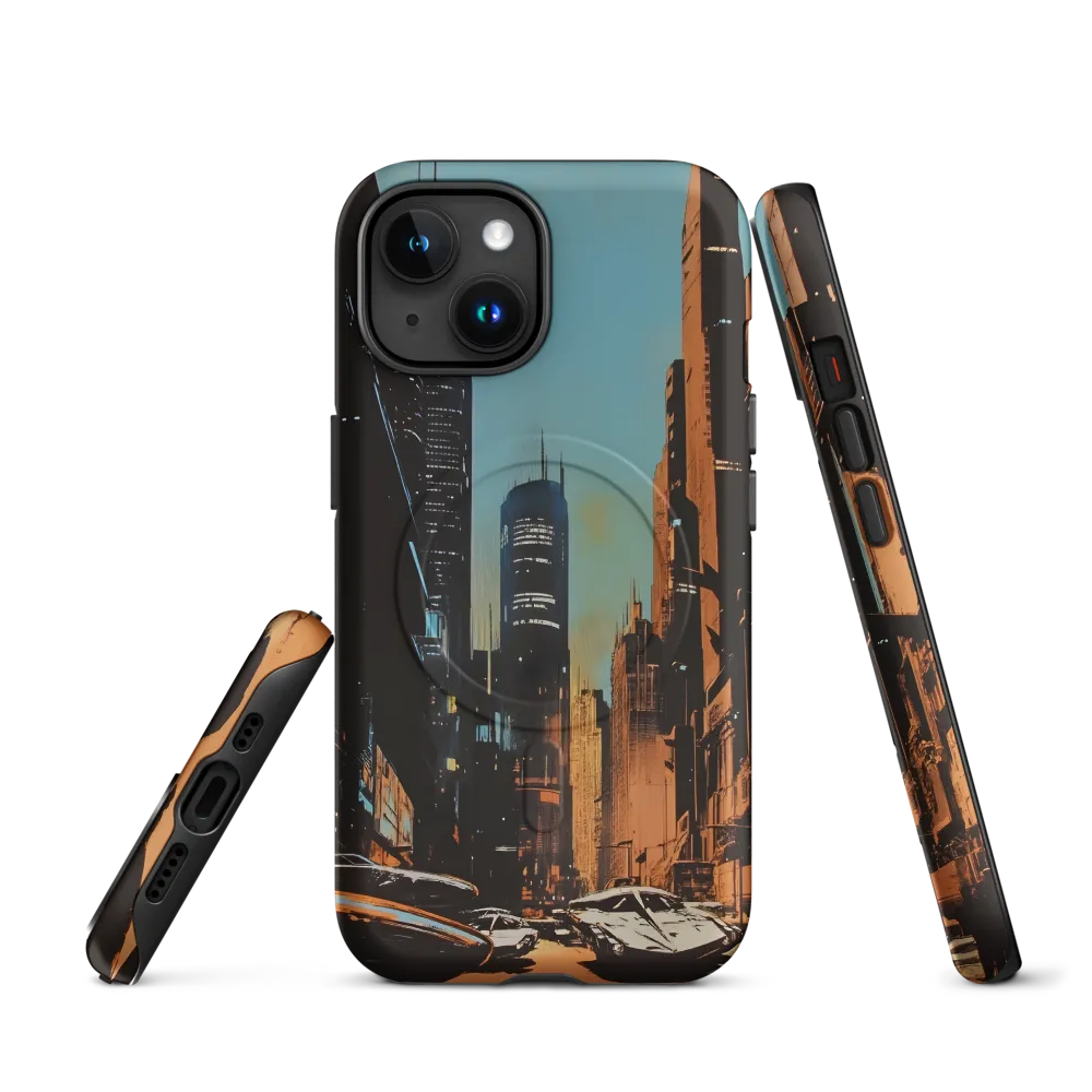 Futuristic Cityscape in Blue and Orange