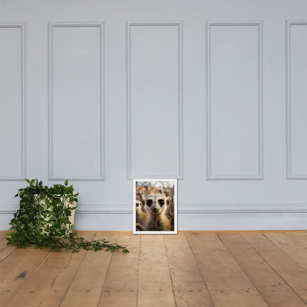 Curious Meerkats in Community | Poster with White Frame | 11″×14″
