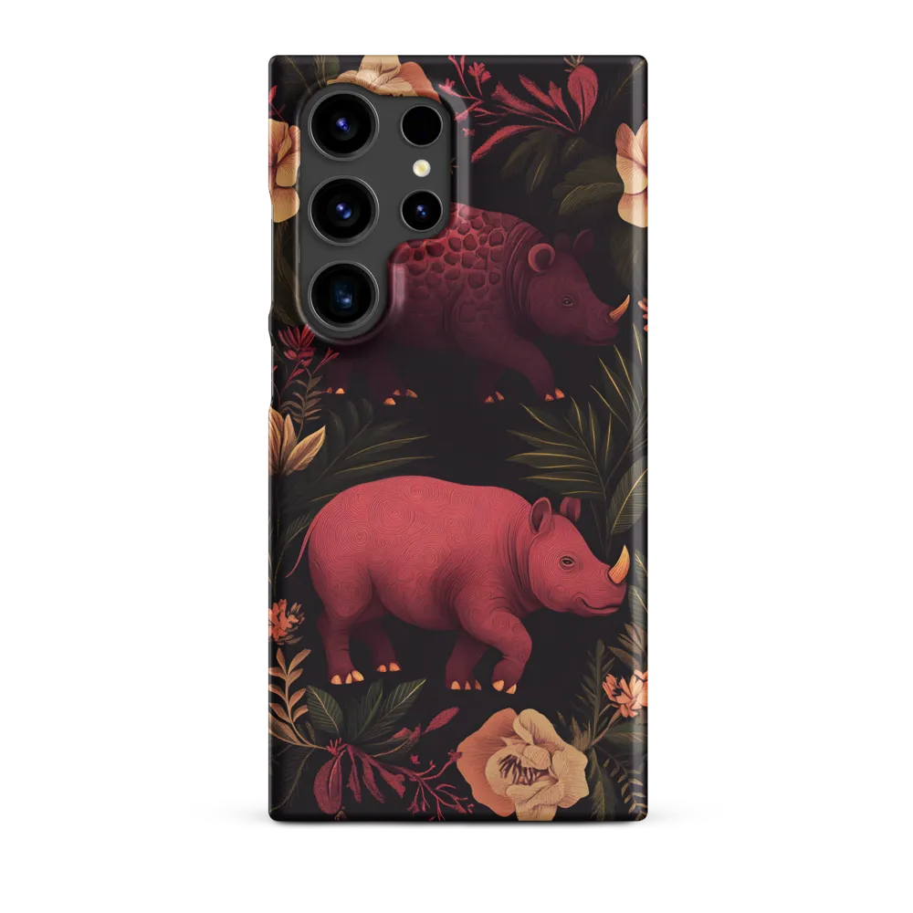 Rhinos in Floral Embrace