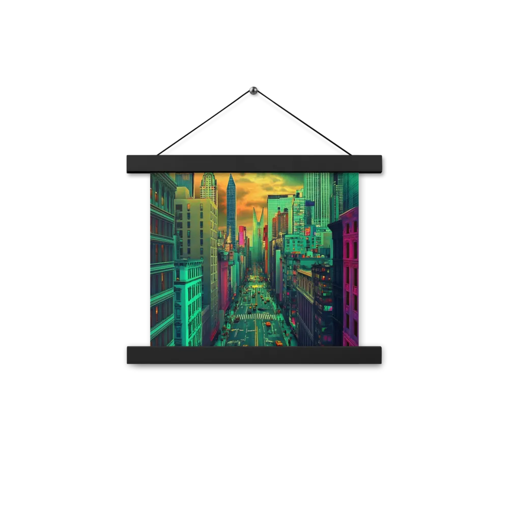 Urban Surrealism: Neon Dreams | Poster With Black Wood Hanger | 10″×10″