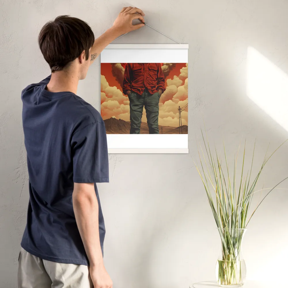 Defiant Spirit in a Surreal Landscape | Poster With White Wood Hanger | 16″×20″
