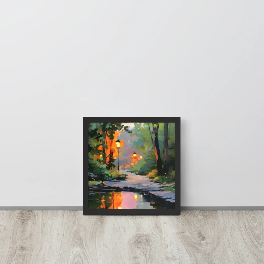 Lamplight Reflections 
 Poster with Black Frame | 12″x 12″