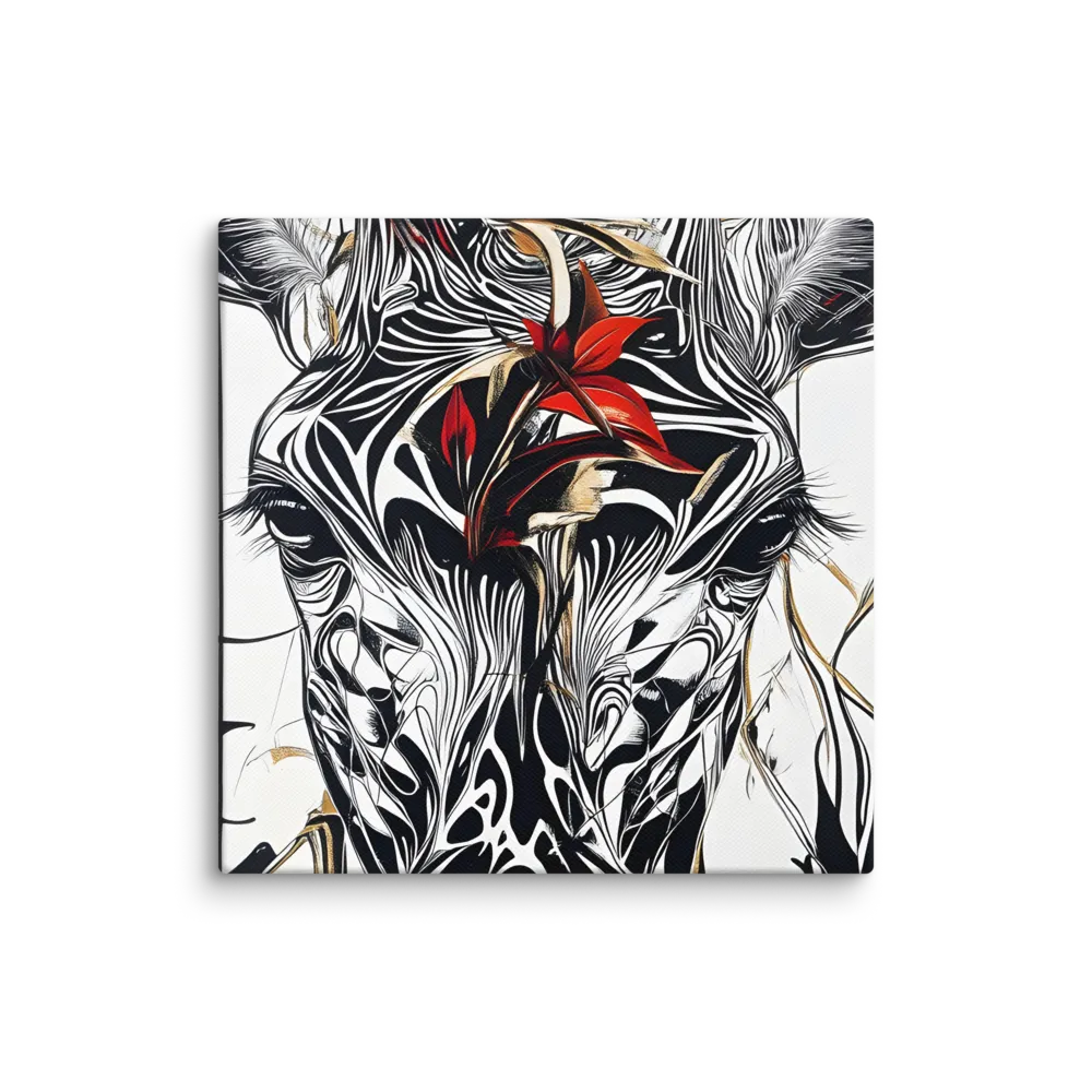 Floral Elegance: The Giraffe's Portrait | Canvas | 12″×12″