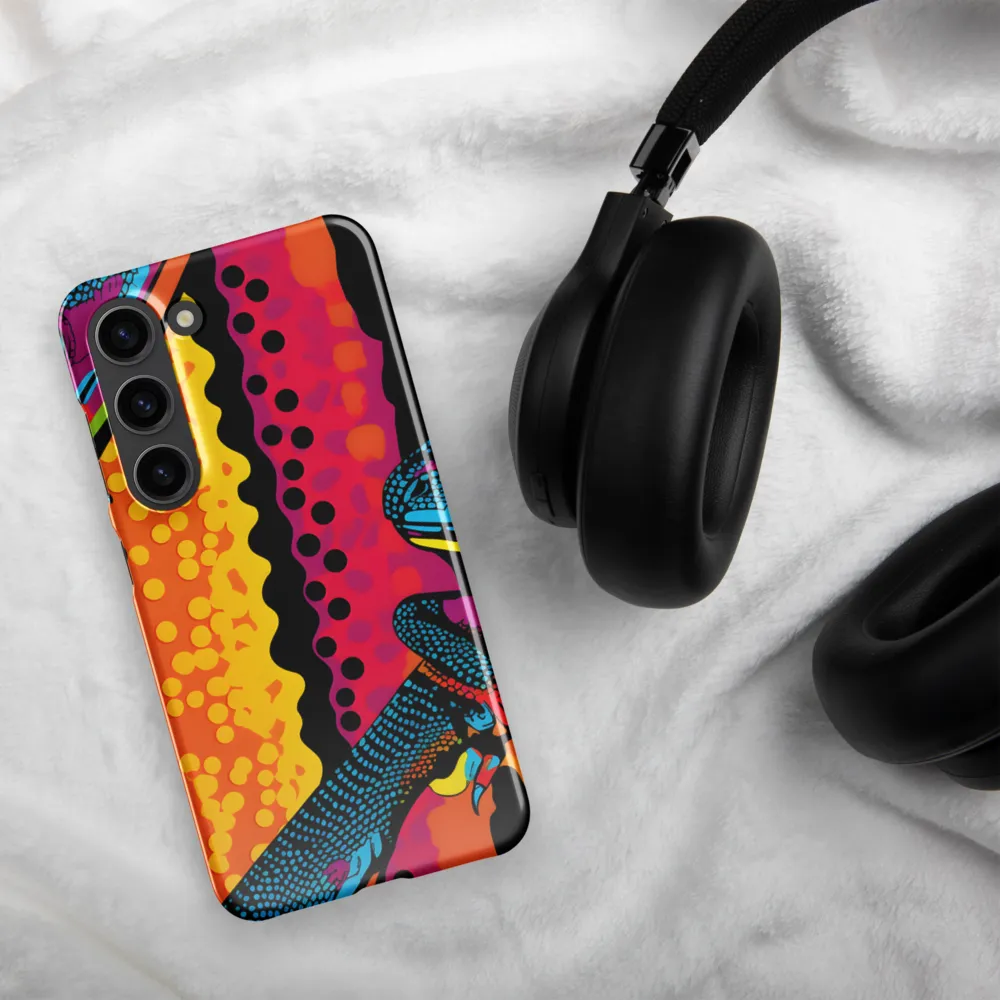 Colorful Encounters: The Playful Geckos | Phone Case |  S23 | Snap Case | Glossy