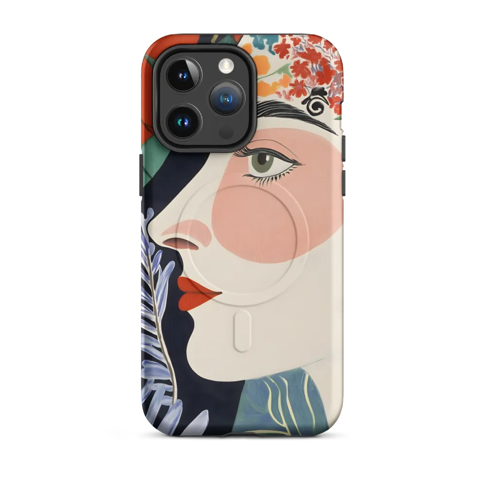 Floral Serenade: A Modern Portrait | Phone Case |  14 Pro Max | MagSafe® Tough Case | Matte