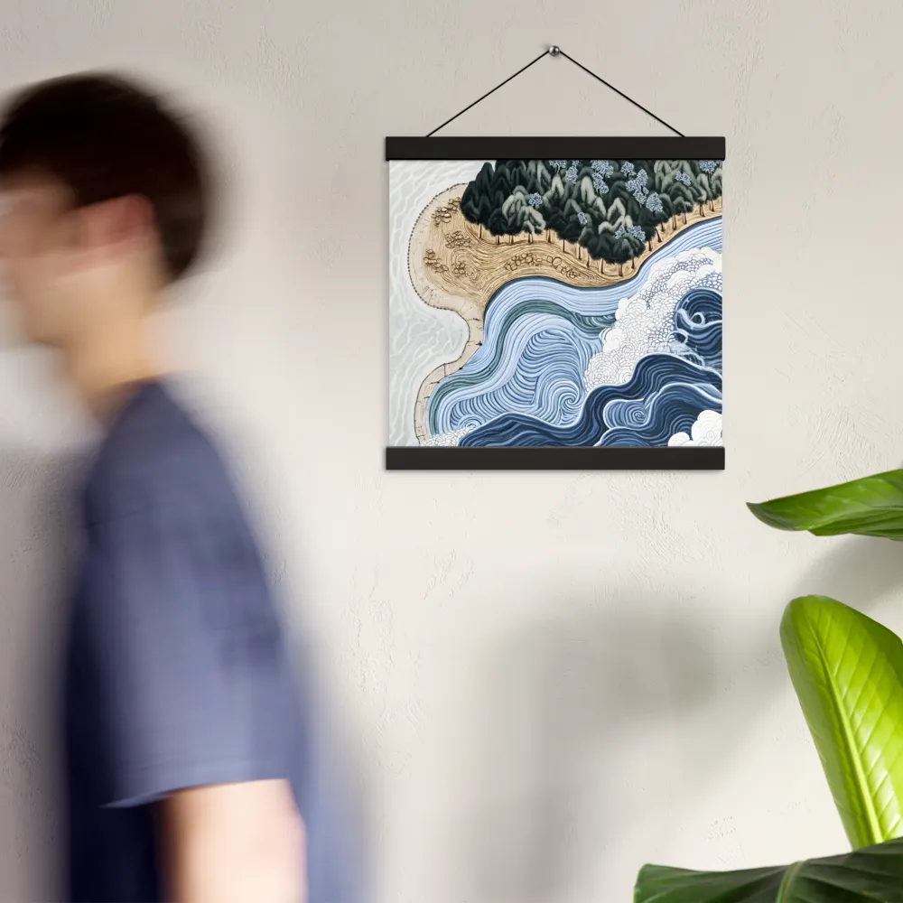 Oceanic Harmony: A Tranquil Landscape | Poster With Black Wood Hanger | 12″×12″