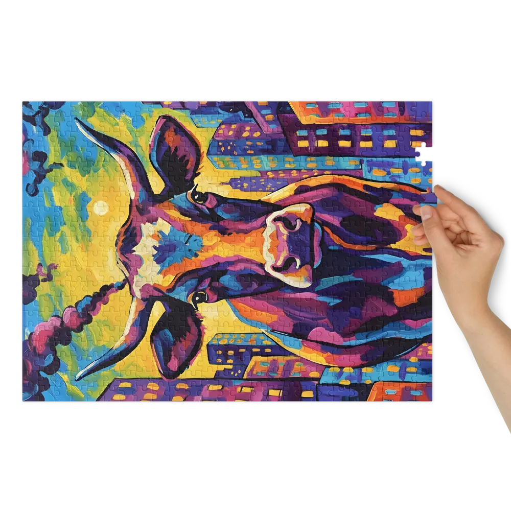 Technicolor Urban Bovine 
 Jigsaw Puzzle in Tin Box