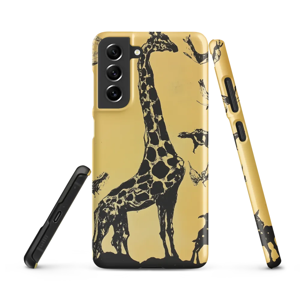 Whimsical Harmony of Giraffe and Birds