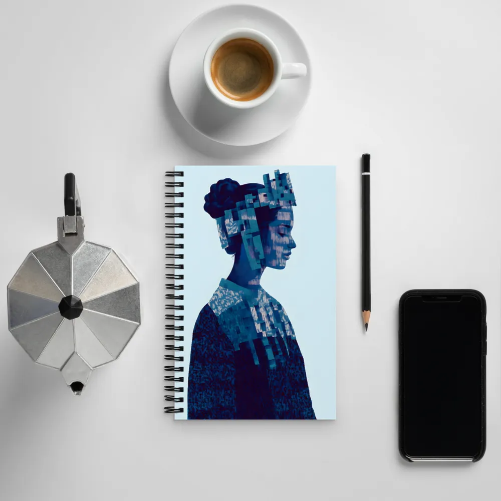 Digital Portrait in Abstract Blue | Spiral Notebook