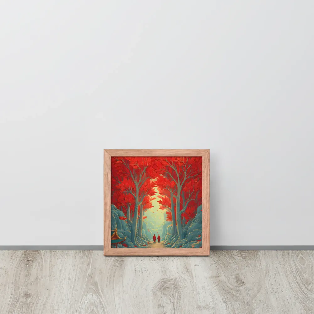 Crimson Grove 
 Poster with Red oak Frame | 10″x 10″
