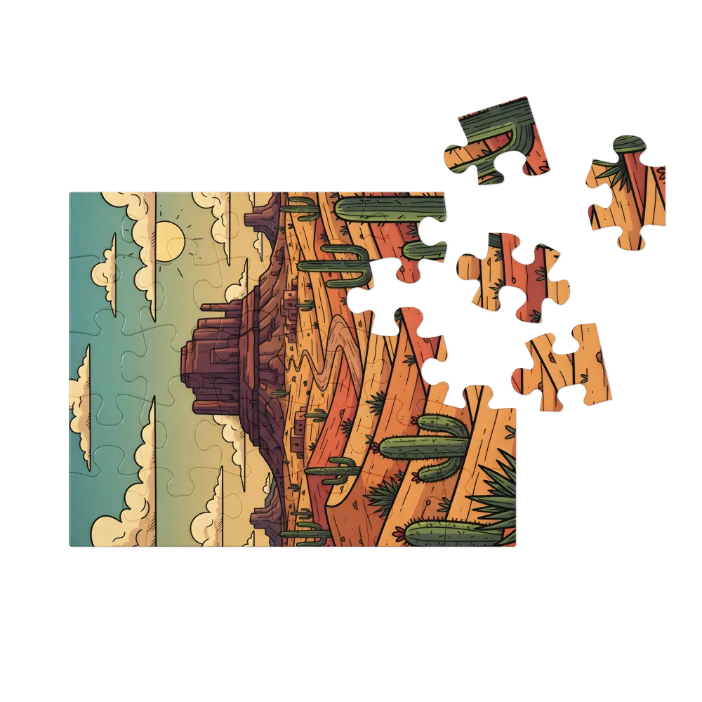 Sunlit Desert Mesa 
 Jigsaw Puzzle in Tin Box