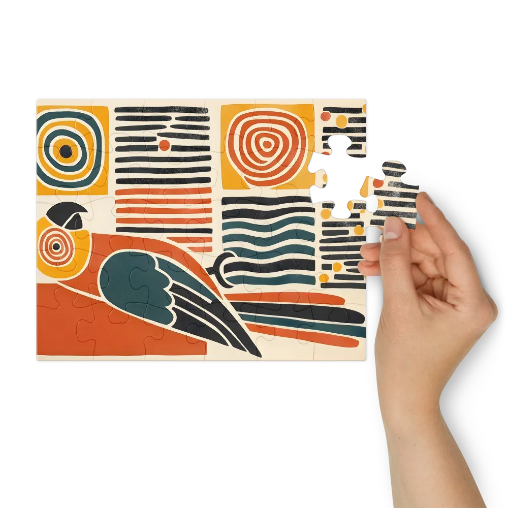 Geometric Parrot 
 Jigsaw Puzzle in Tin Box
