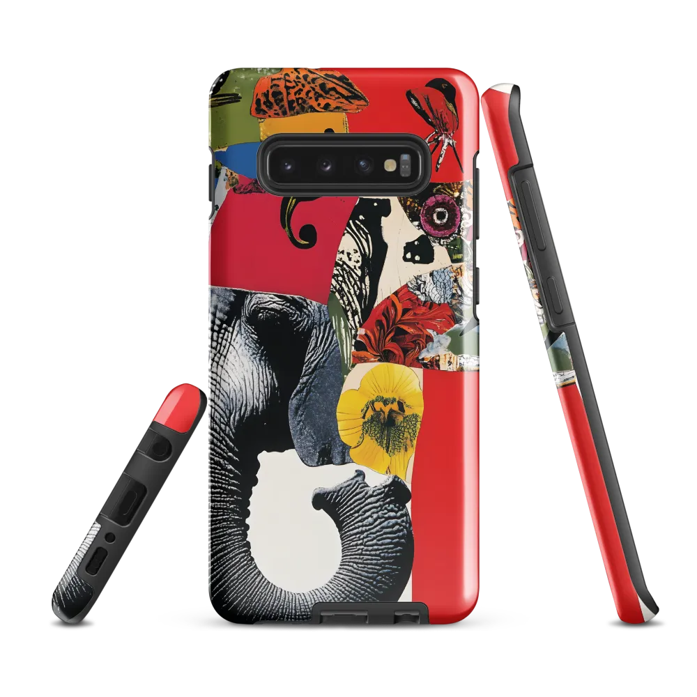 Whimsical Elephant: A Vibrant Collage of Life | Phone Case |  S10 Plus | Tough Case | Glossy