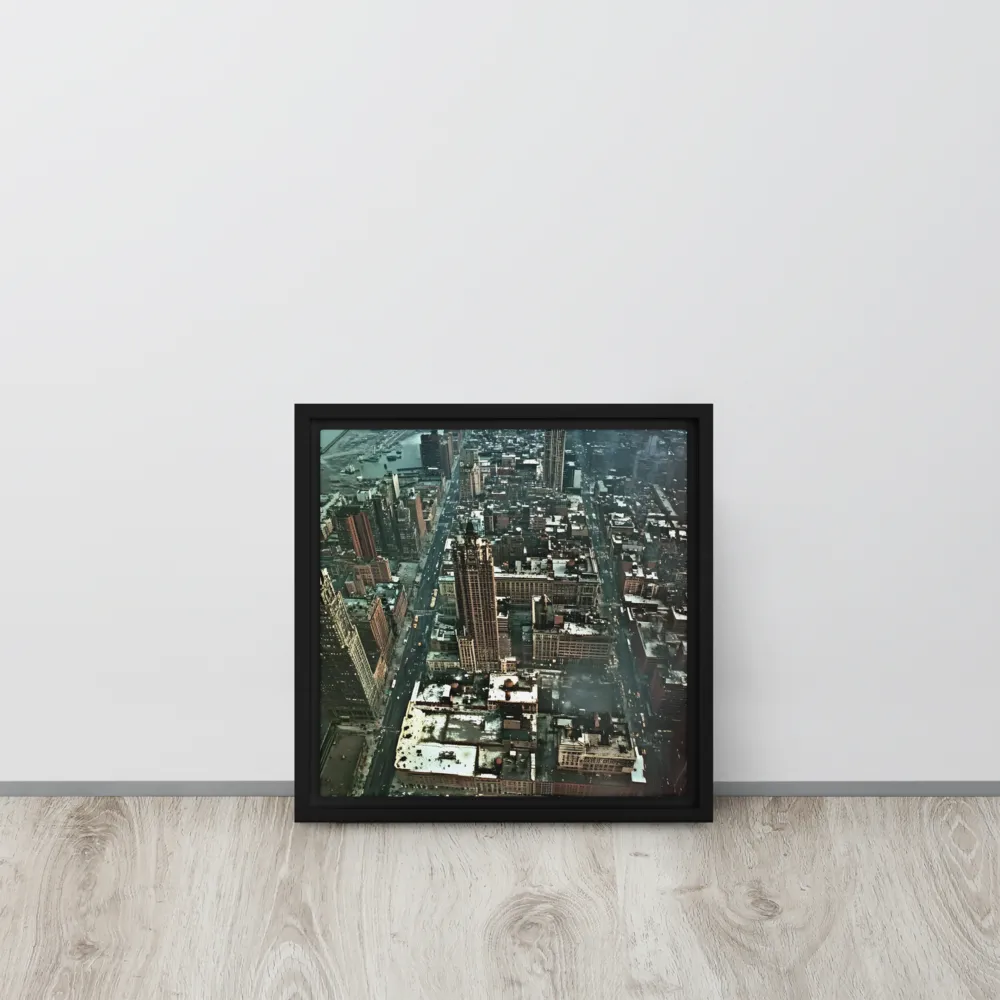 Aerial Symphony of Urban Life | Canvas with Black Frame | 12″×12″