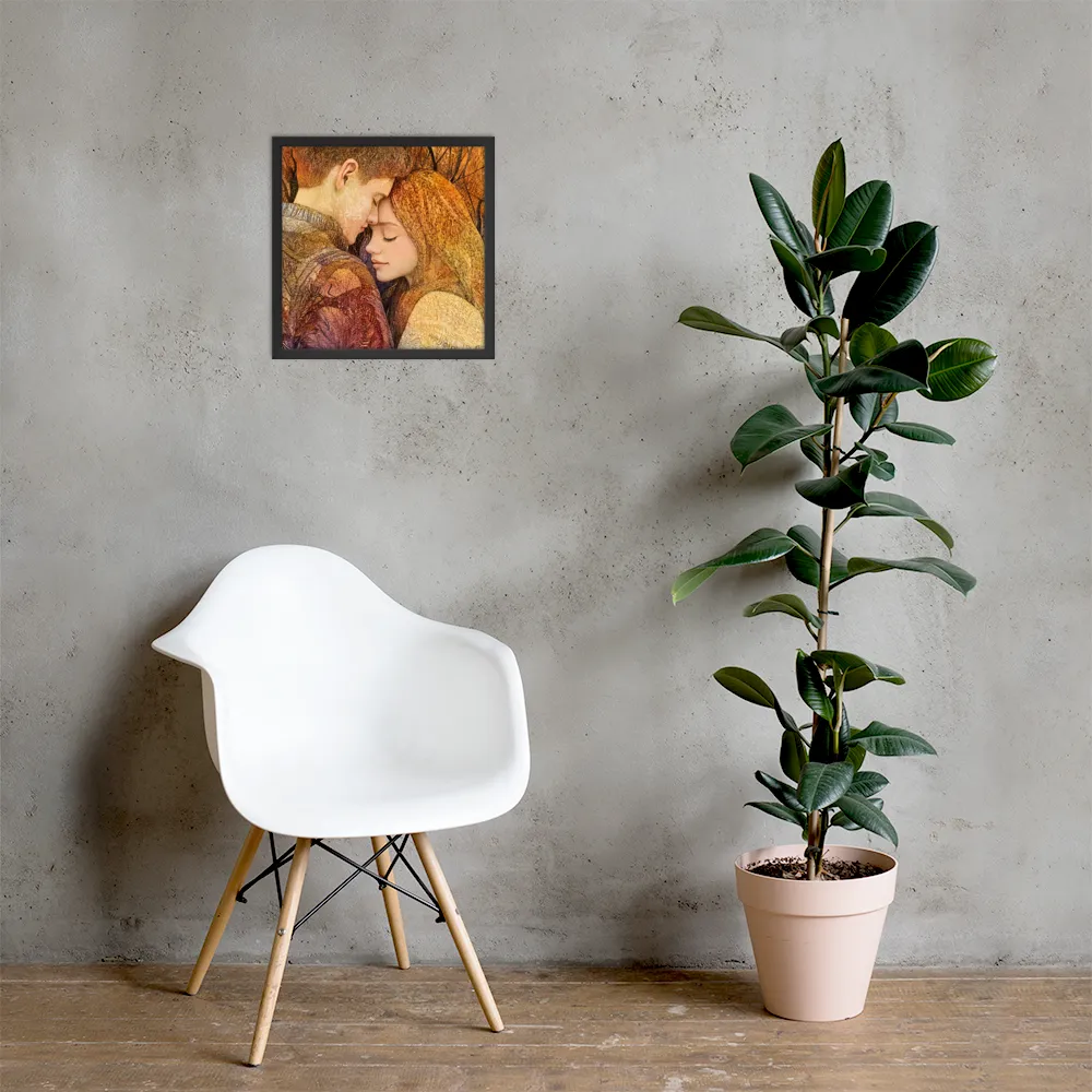 Embrace of Autumn | Poster with Black Frame | 16″×16″