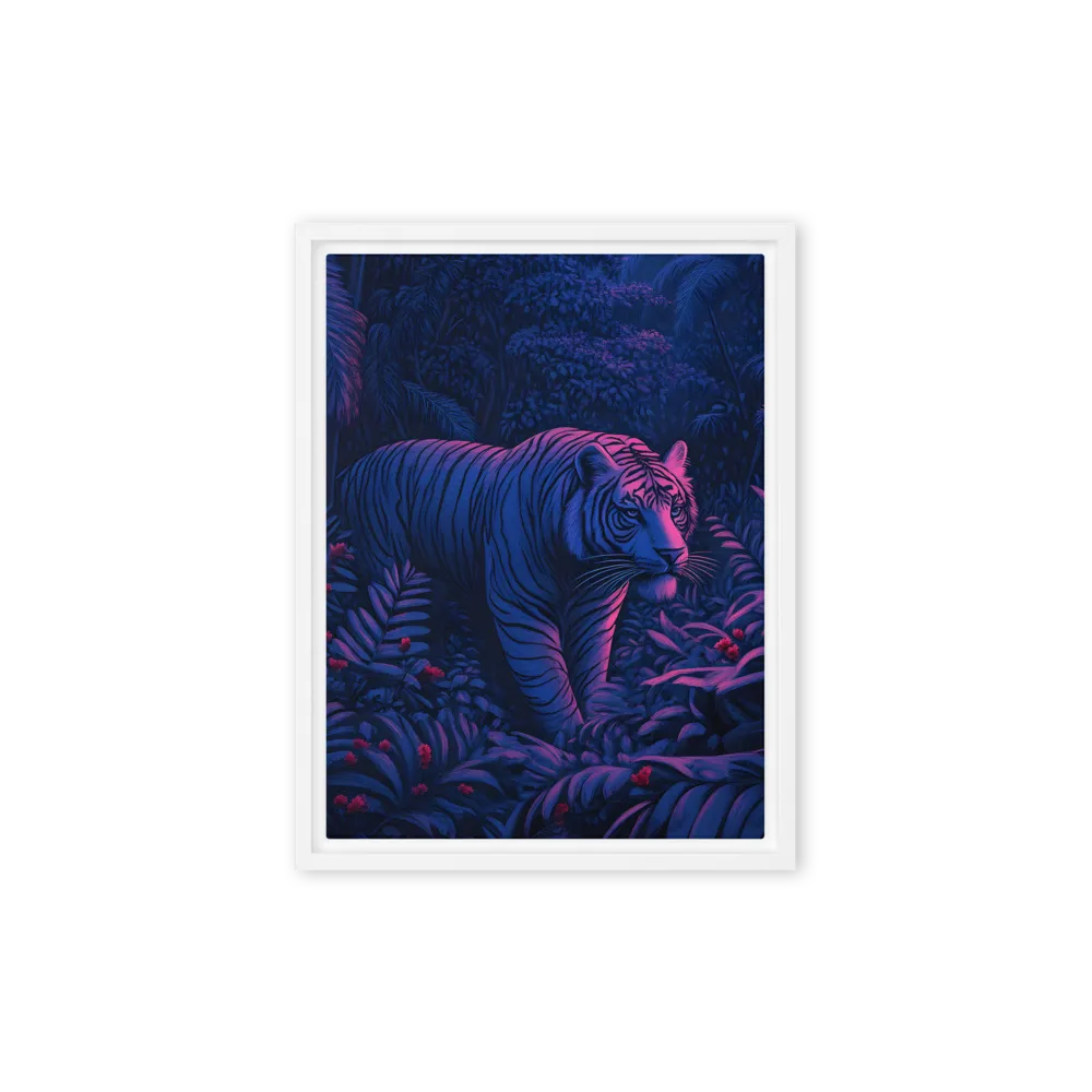 Mystic Prowler: The White Tiger in the Jungle | Canvas with White Frame | 9″×12″
