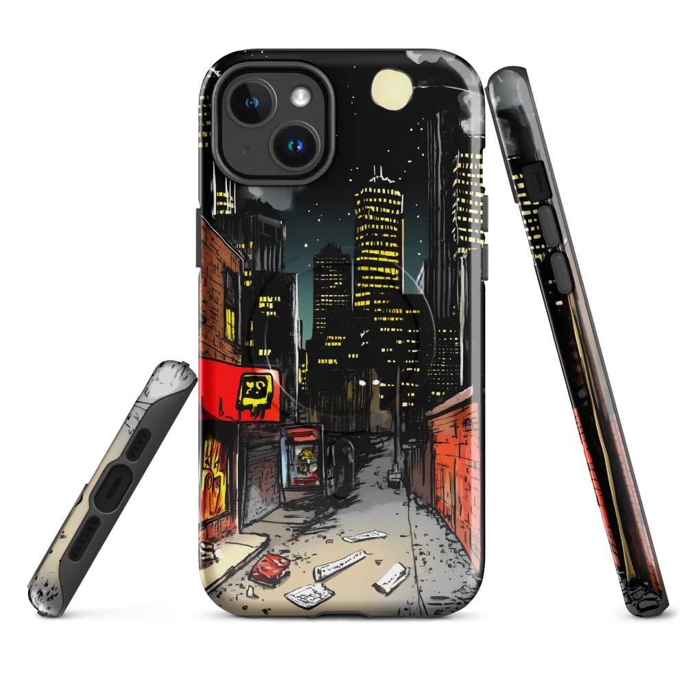 Nocturnal Cityscape: The Hidden Alley | Phone Case |  14 Plus | MagSafe® Tough Case | Glossy