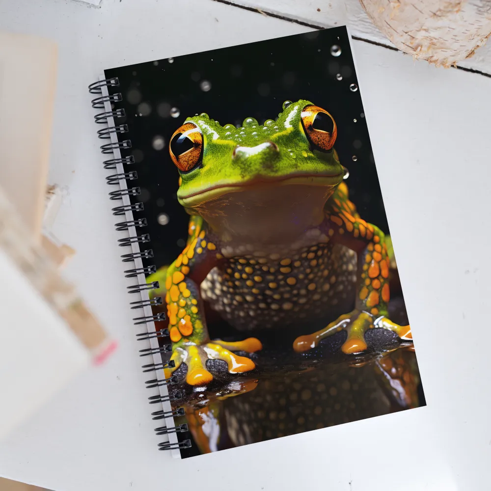 Emerald Elegance: The Frog in Focus | Spiral Notebook