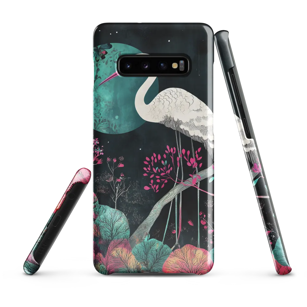 Ethereal Presence: Heron in a Floral Dreamscape | Phone Case |  S10 Plus | Snap Case | Glossy