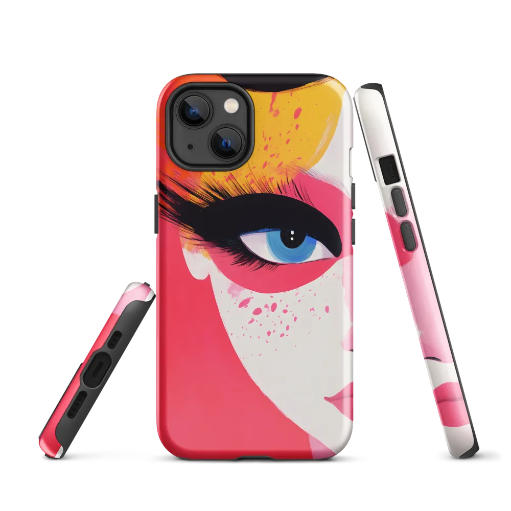 Half-View: Azure Eye in Pink
