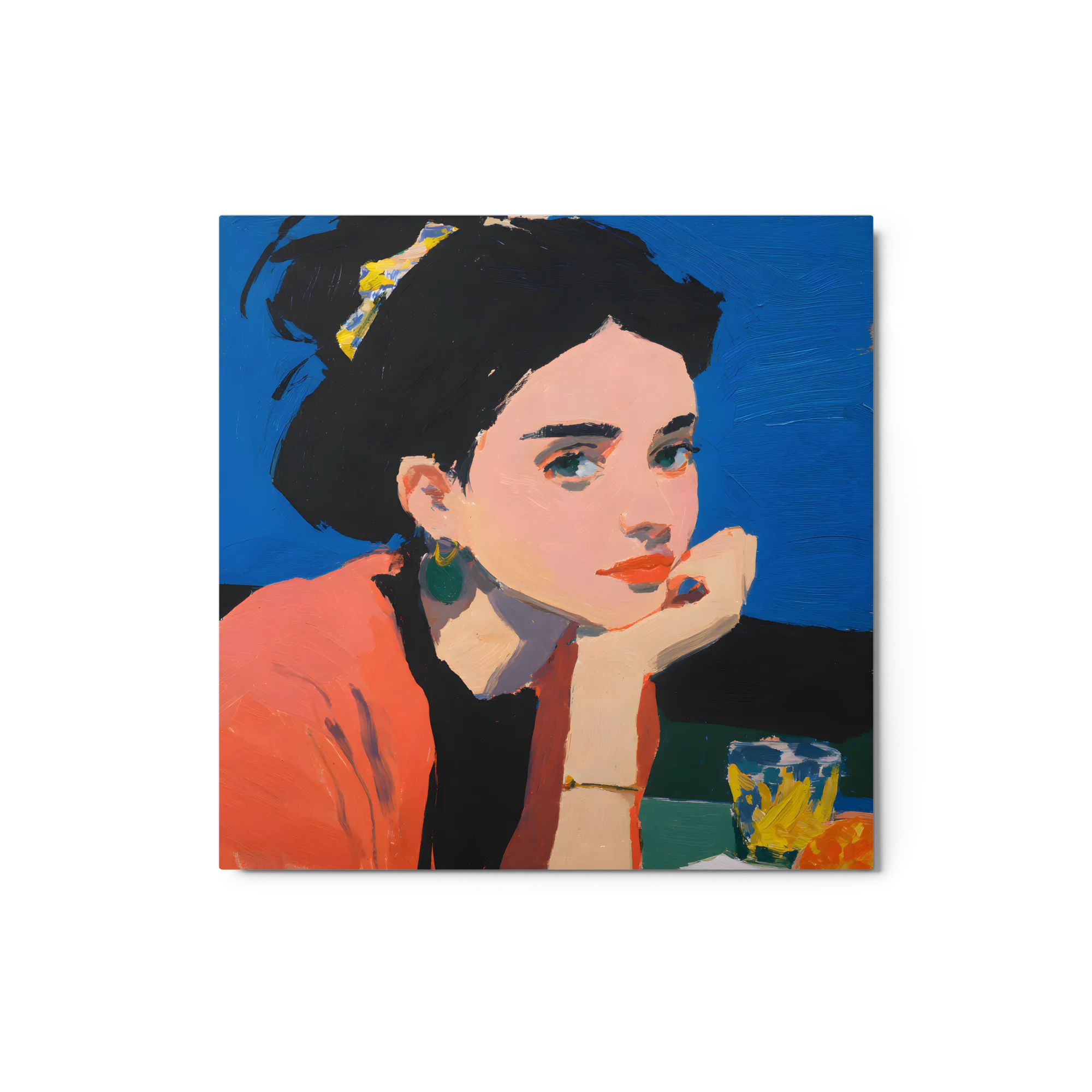 The Pensive Gaze 
 Metal Print | 12″x 12″