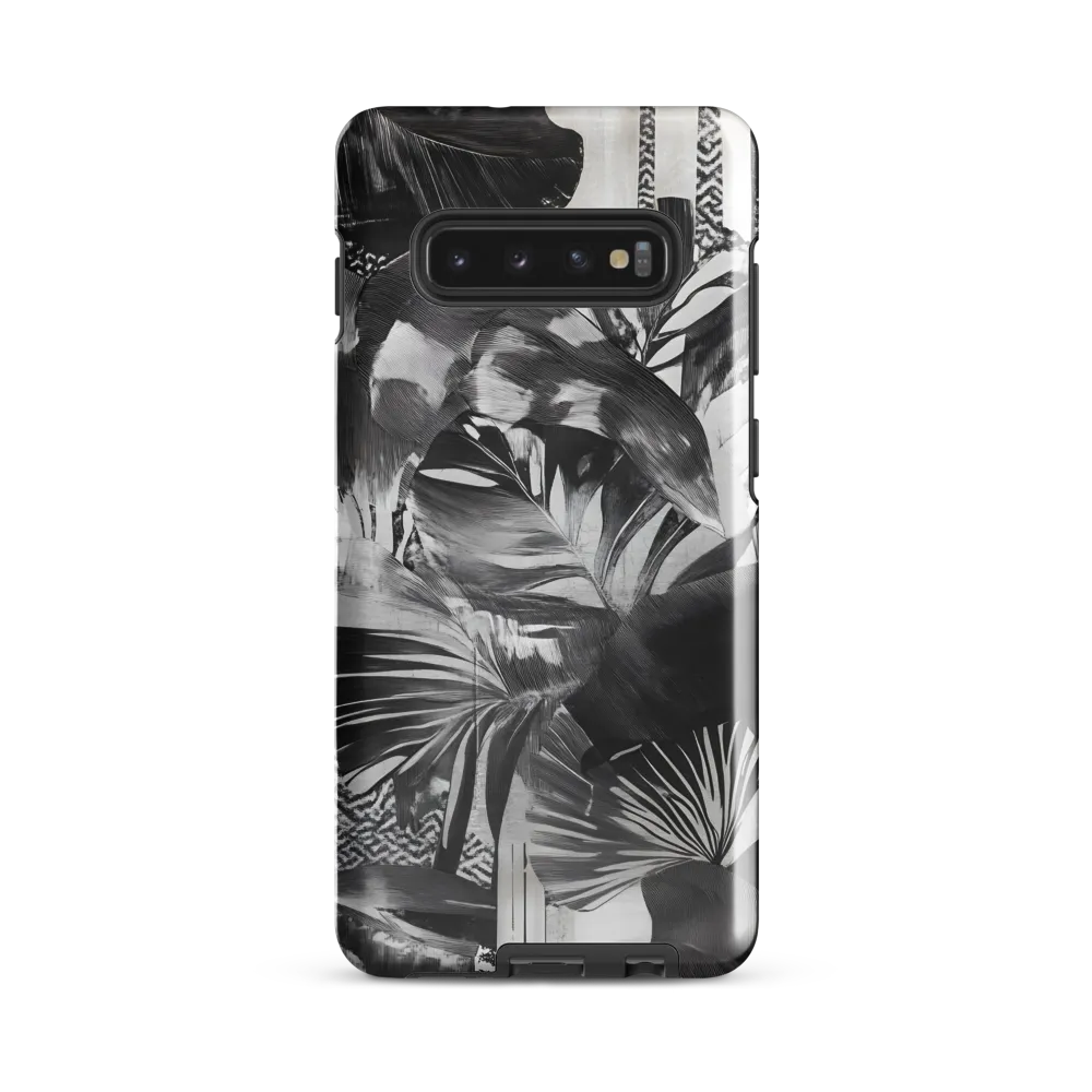 Monochrome Serenity in Tropical Foliage | Phone Case |  S10 Plus | Tough Case | Glossy