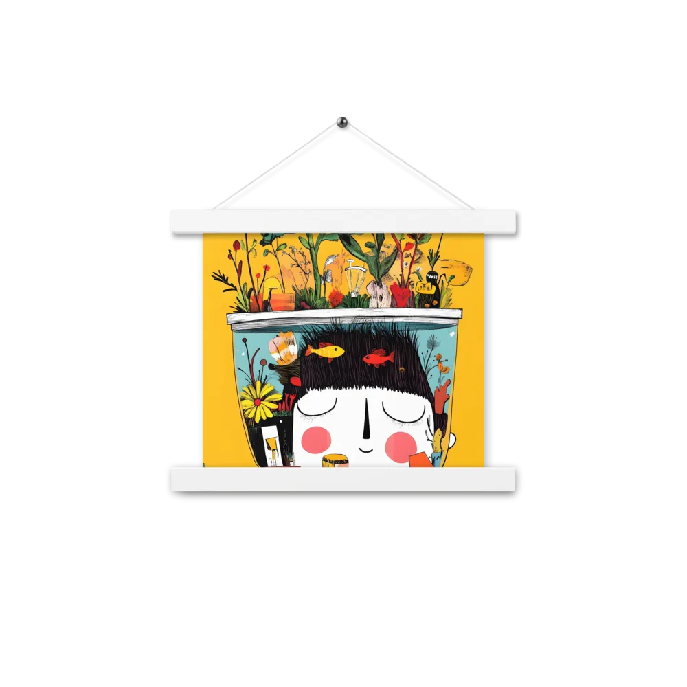 Whimsical Garden Head | Poster With White Wood Hanger | 10″×10″