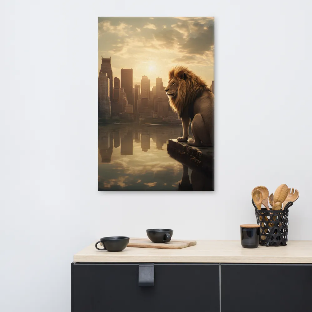 The Lion's Gaze Over the Urban Symphony