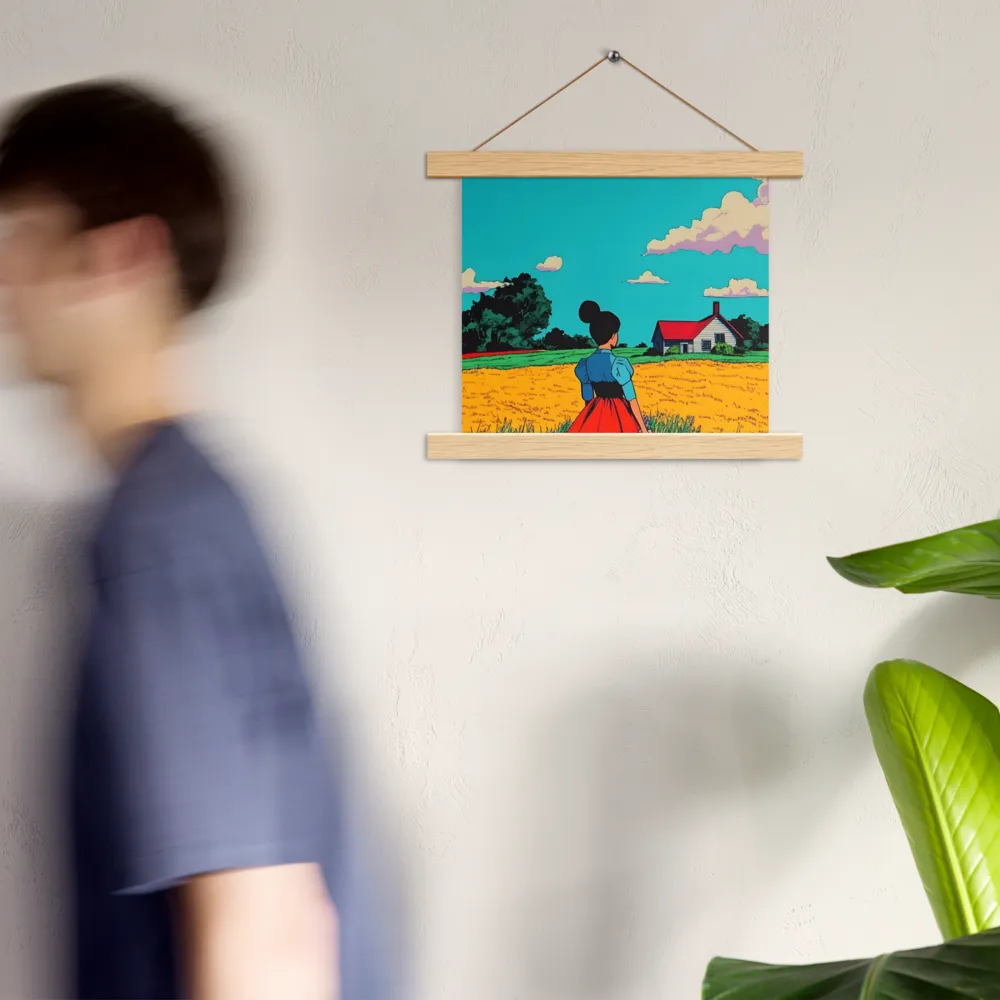 Whispers of a Sunlit Meadow | Poster With Oak Wood Hanger | 10″×10″