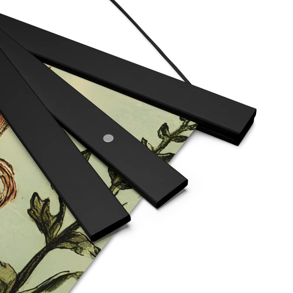 Whimsical Portrait of a Flower-Adorned Girl | Poster With Black Wood Hanger | 18″×18″