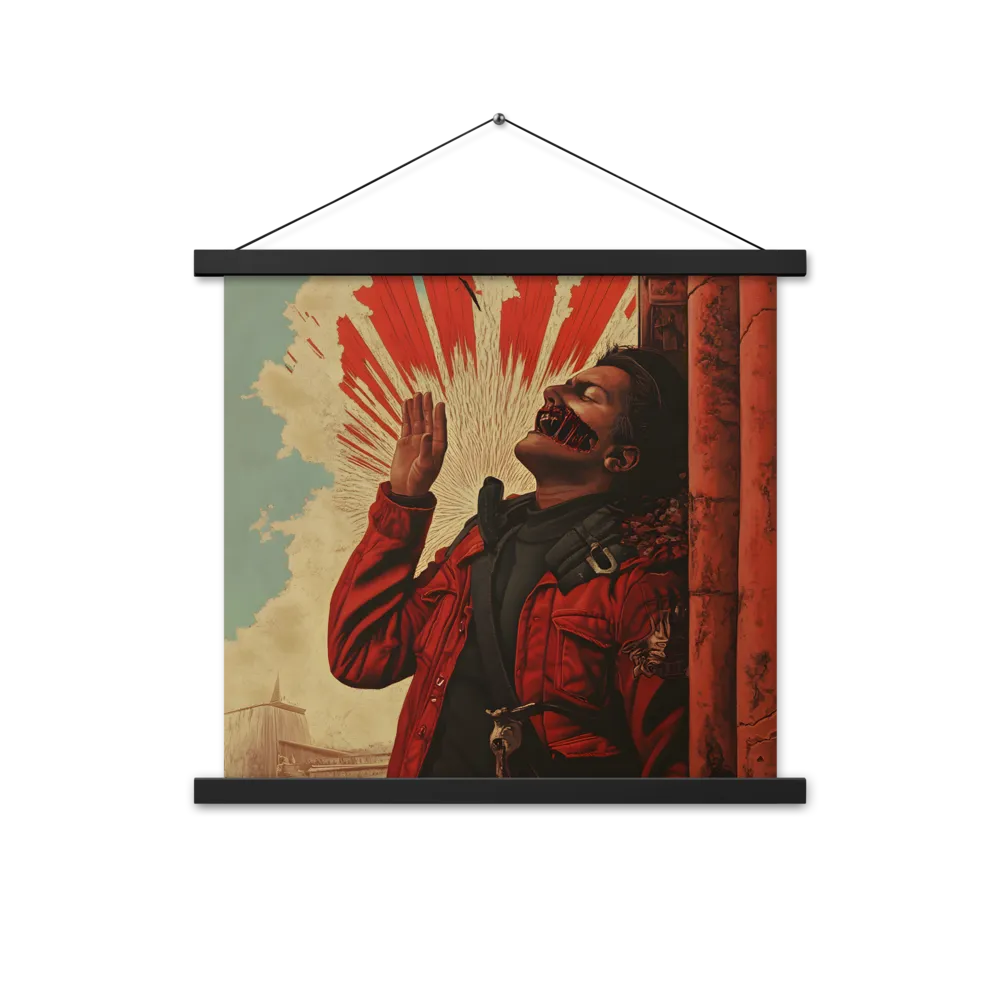 Defiant Echoes of Ruin | Poster With Black Wood Hanger | 18″×18″