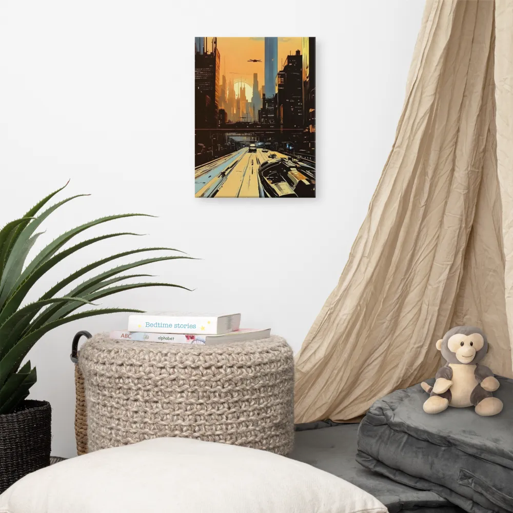 Metro Nexus: A Futuristic Cityscape | Canvas | 12″×16″