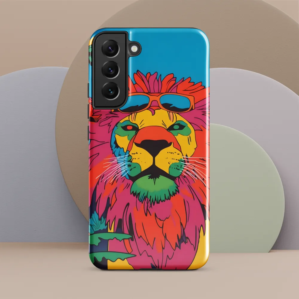 Lion with Sunglasses: A Vibrant Tropical Portrait