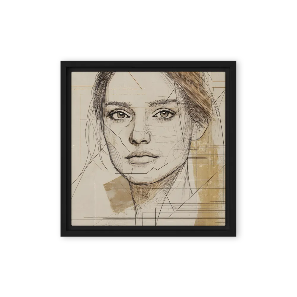 Geometric Elegance: A Modern Portrait | Canvas with Black Frame | 12″×12″